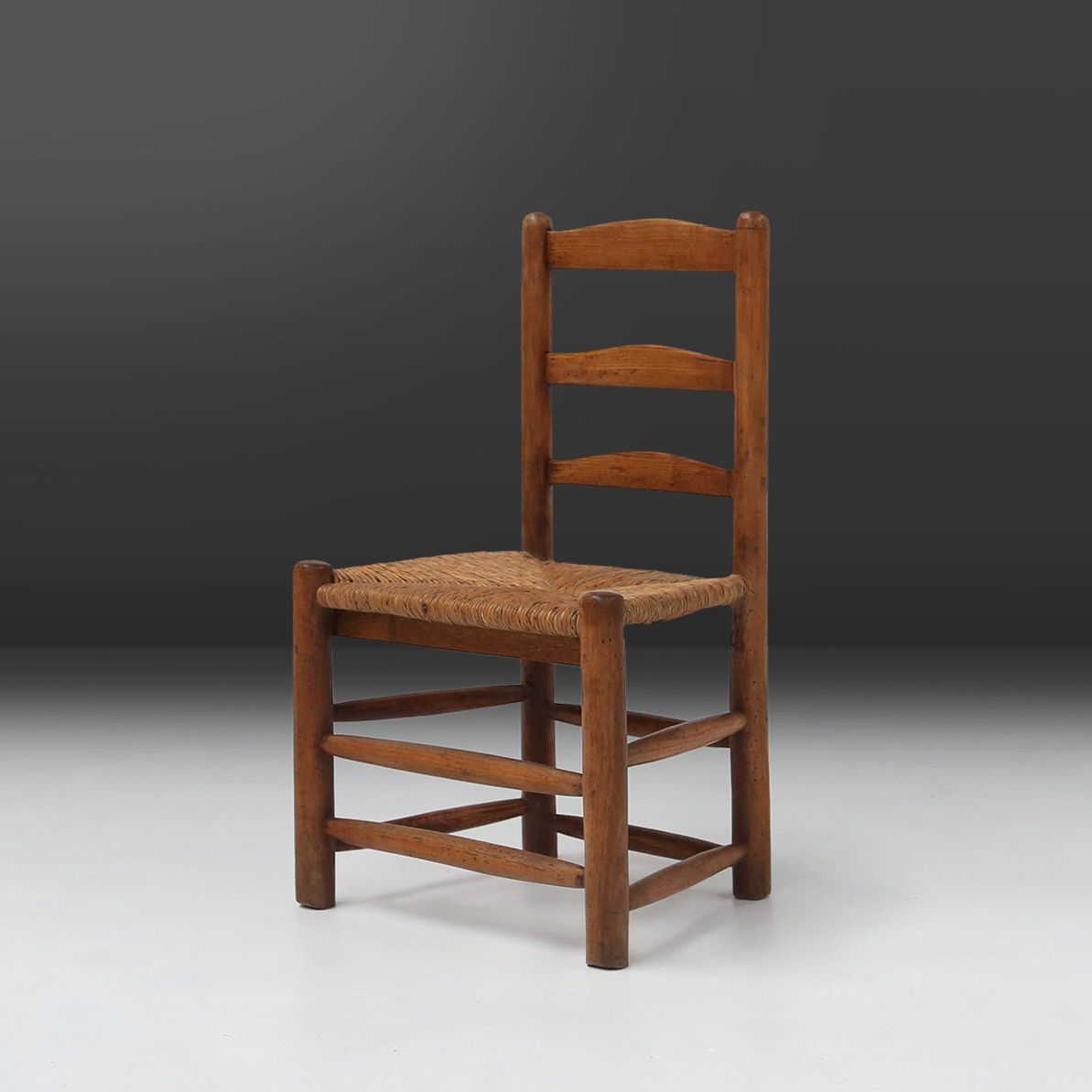 French Wabi-Sabi wood and wicker side Chair, 1850s-img